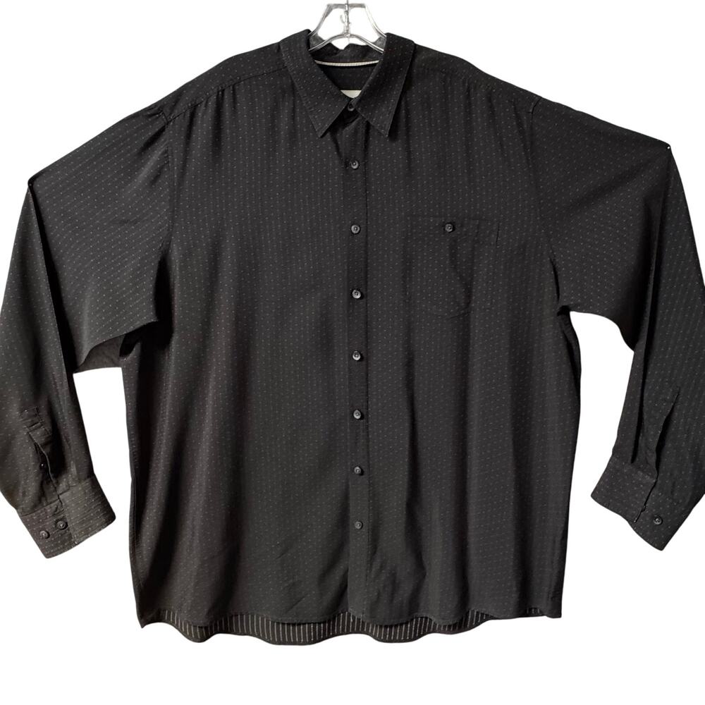 Pronto Uomo Career Button Down Modal Blend Shirt Men 2XLT Black with Gold Specks